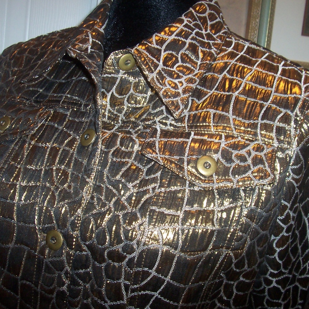 Ruby Rd. Faux Snake Skin Metallic Look Jacket - Picture 3 of 6